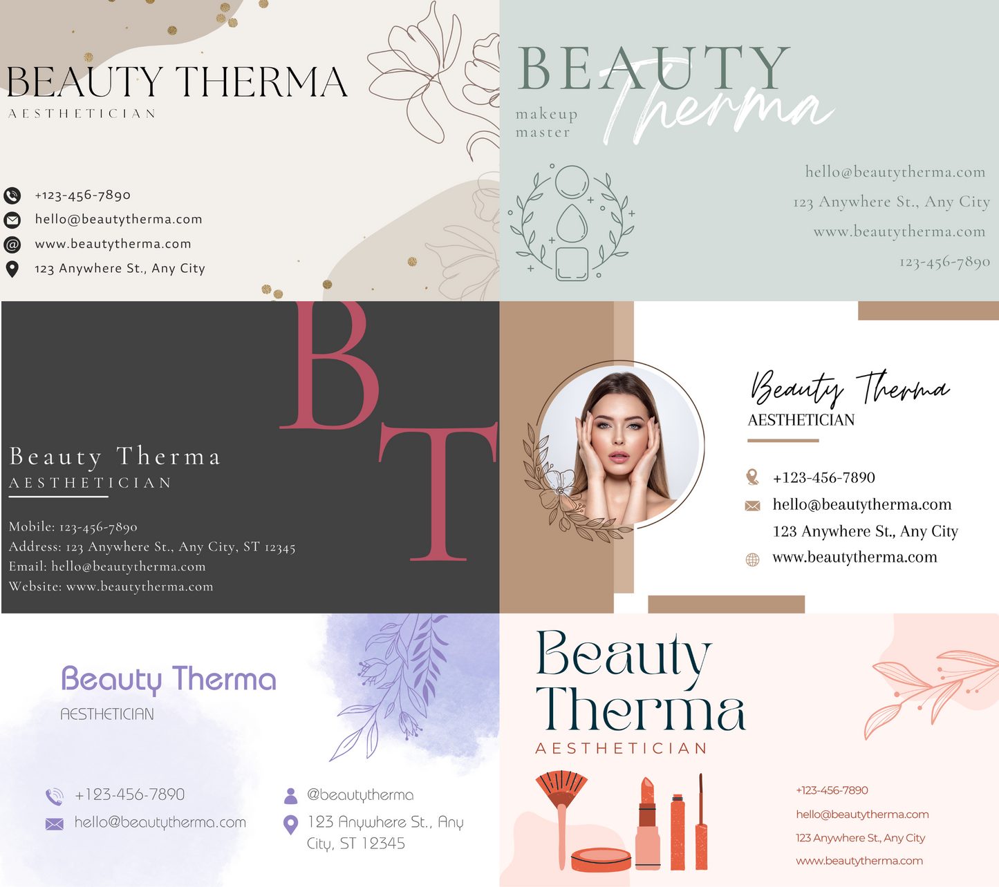 100 Editable Beauty Business Card Templates