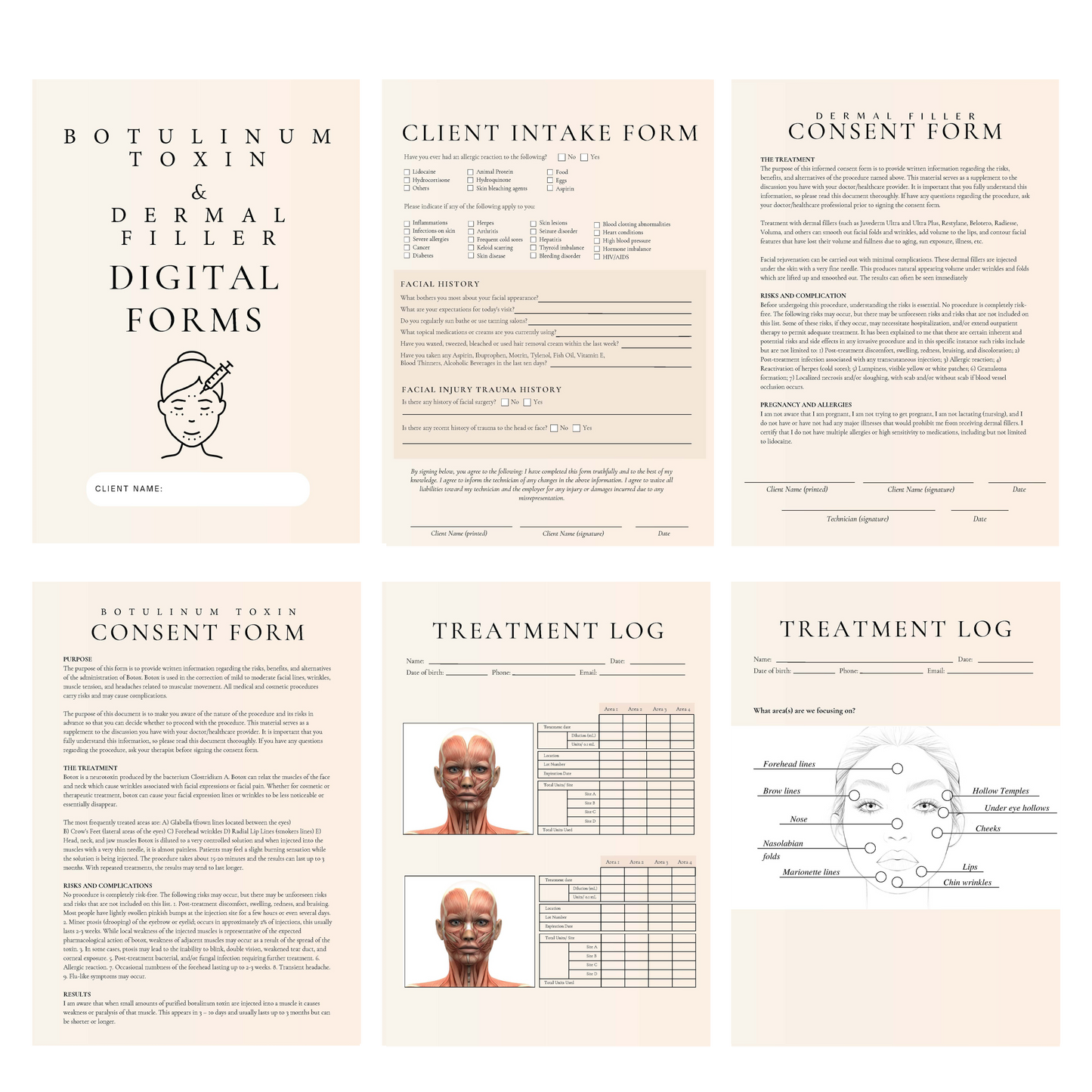 Botulinum Toxin & Dermal Filler Digital Forms Bundle