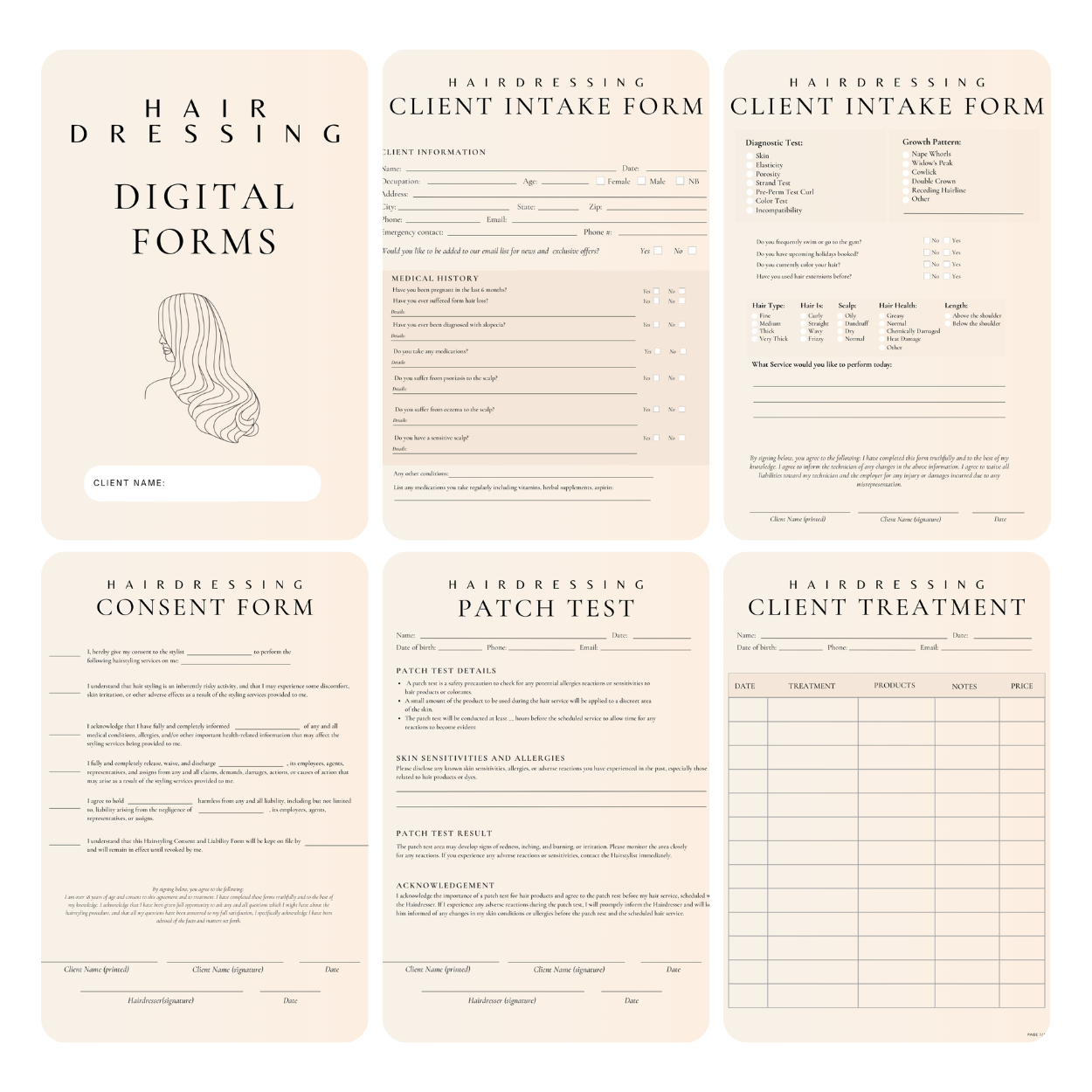 Hairdressing Digital Forms Bundle