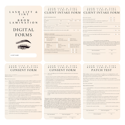 Lash Lift & Tint + Brow Lamination Digital Forms Bundle