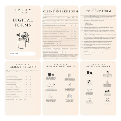 Spray Tan Digital Forms Bundle