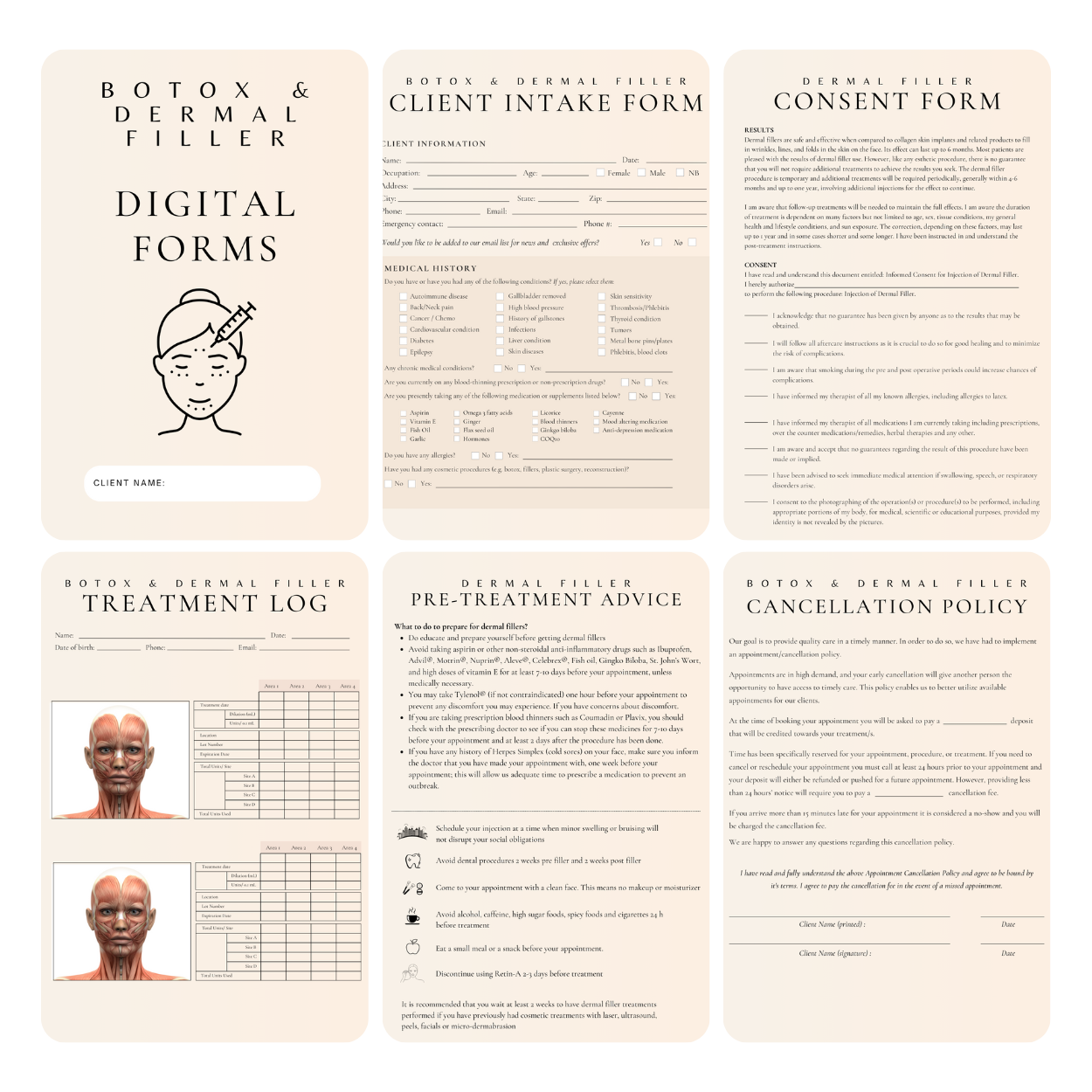 Botox & Dermal Filler Digital Forms Bundle