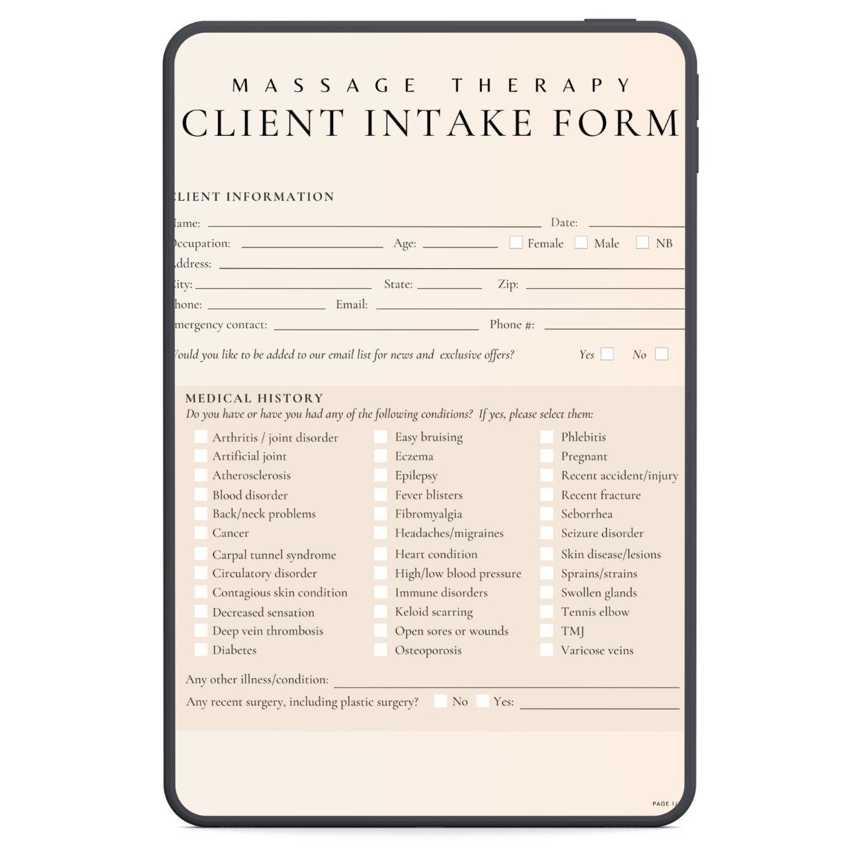 Massage Therapy Digital Forms Bundle