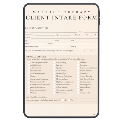 Massage Therapy Digital Forms Bundle