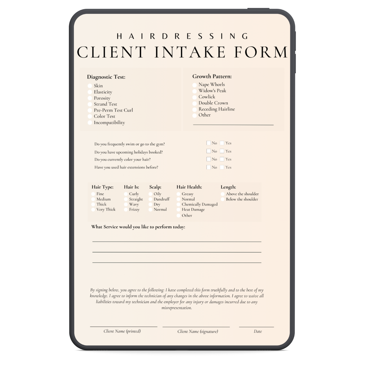 Hairdressing Digital Forms Bundle