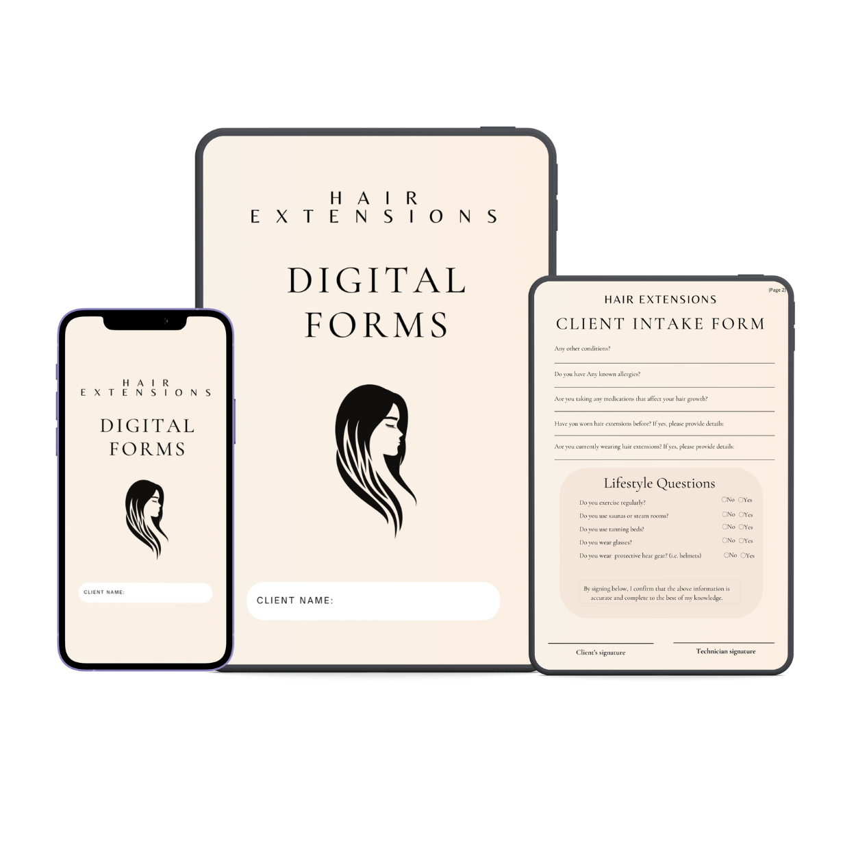 Hair Extensions Digital Forms Bundle