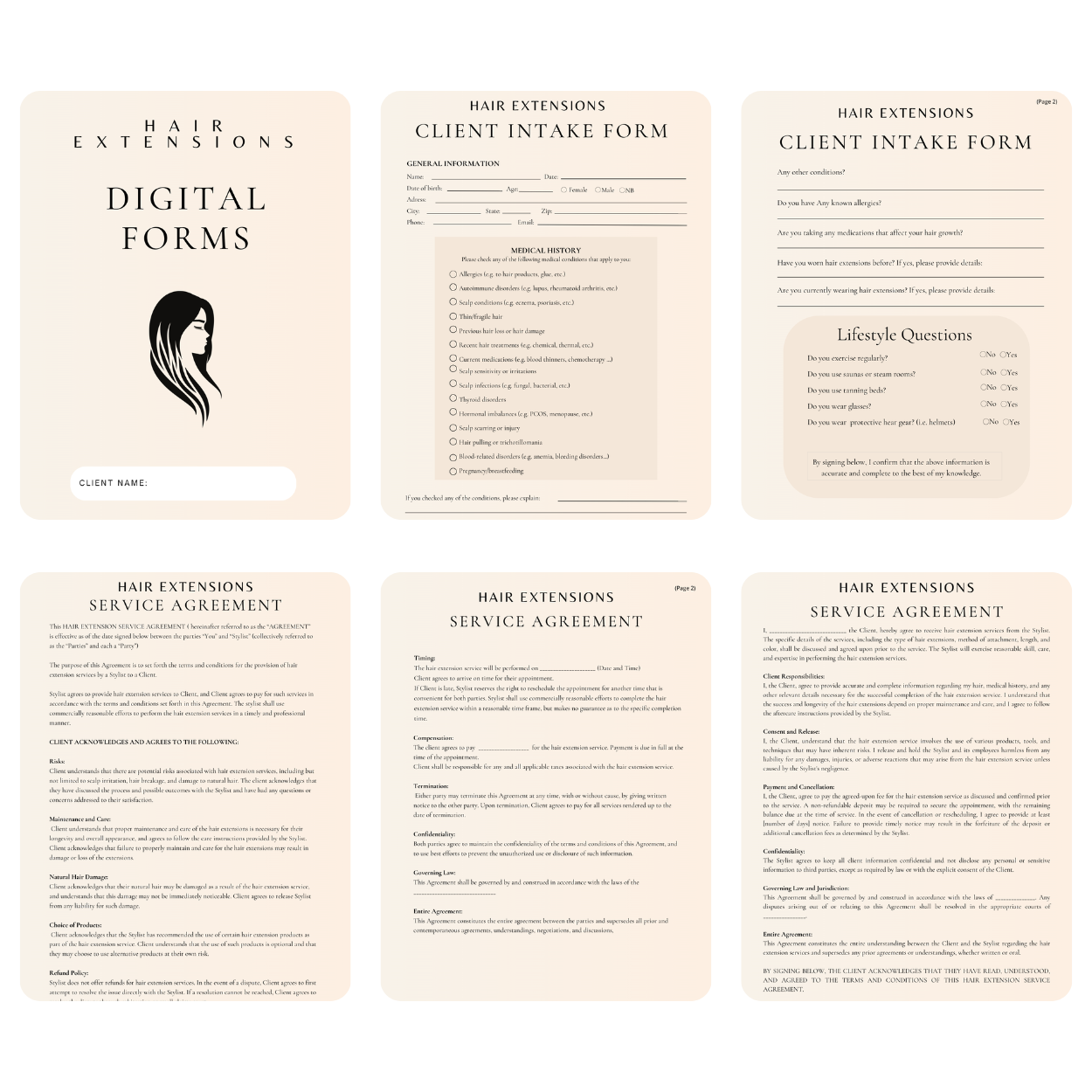 Hair Extensions Digital Forms Bundle – Beauty Therma