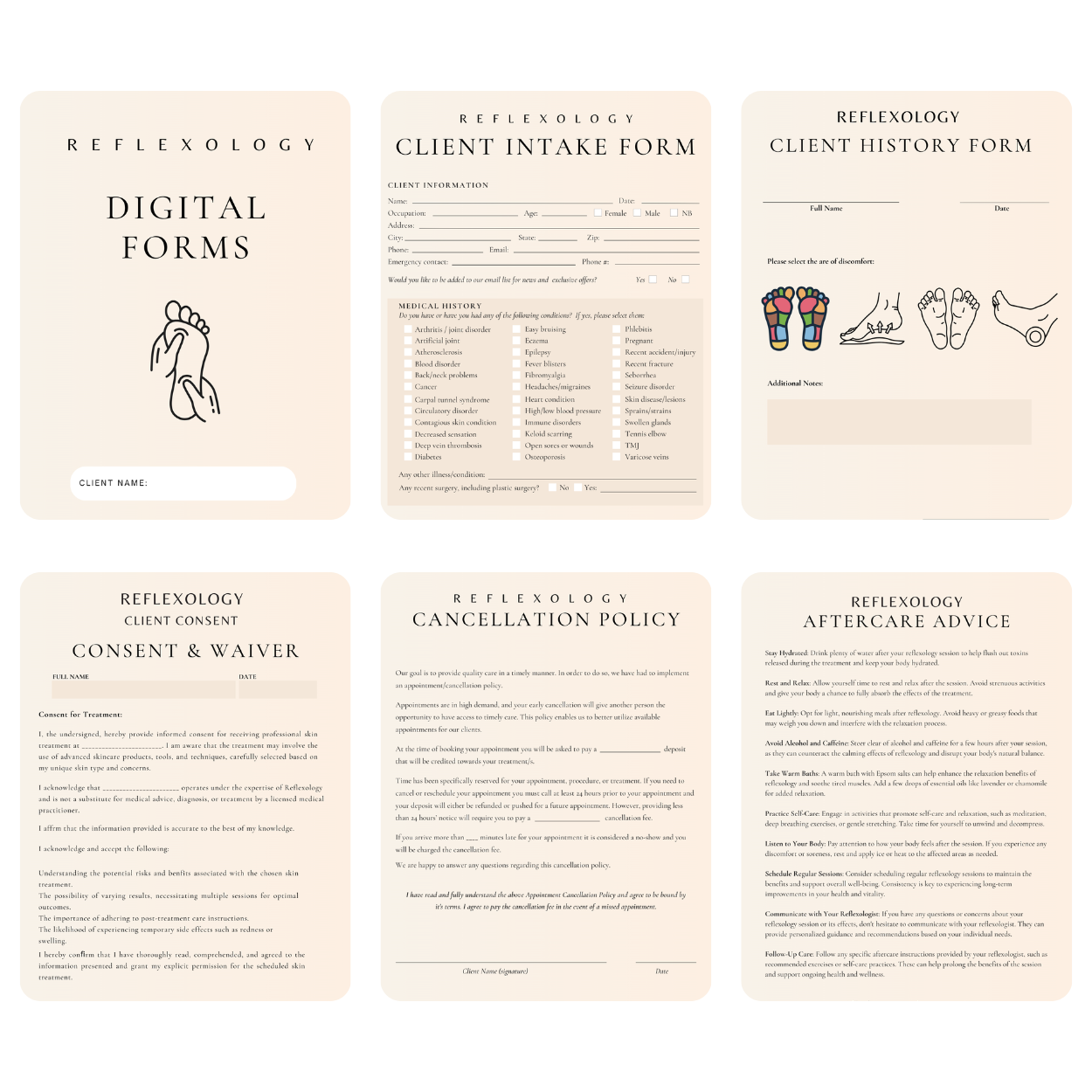 Reflexology Digital Forms Bundle