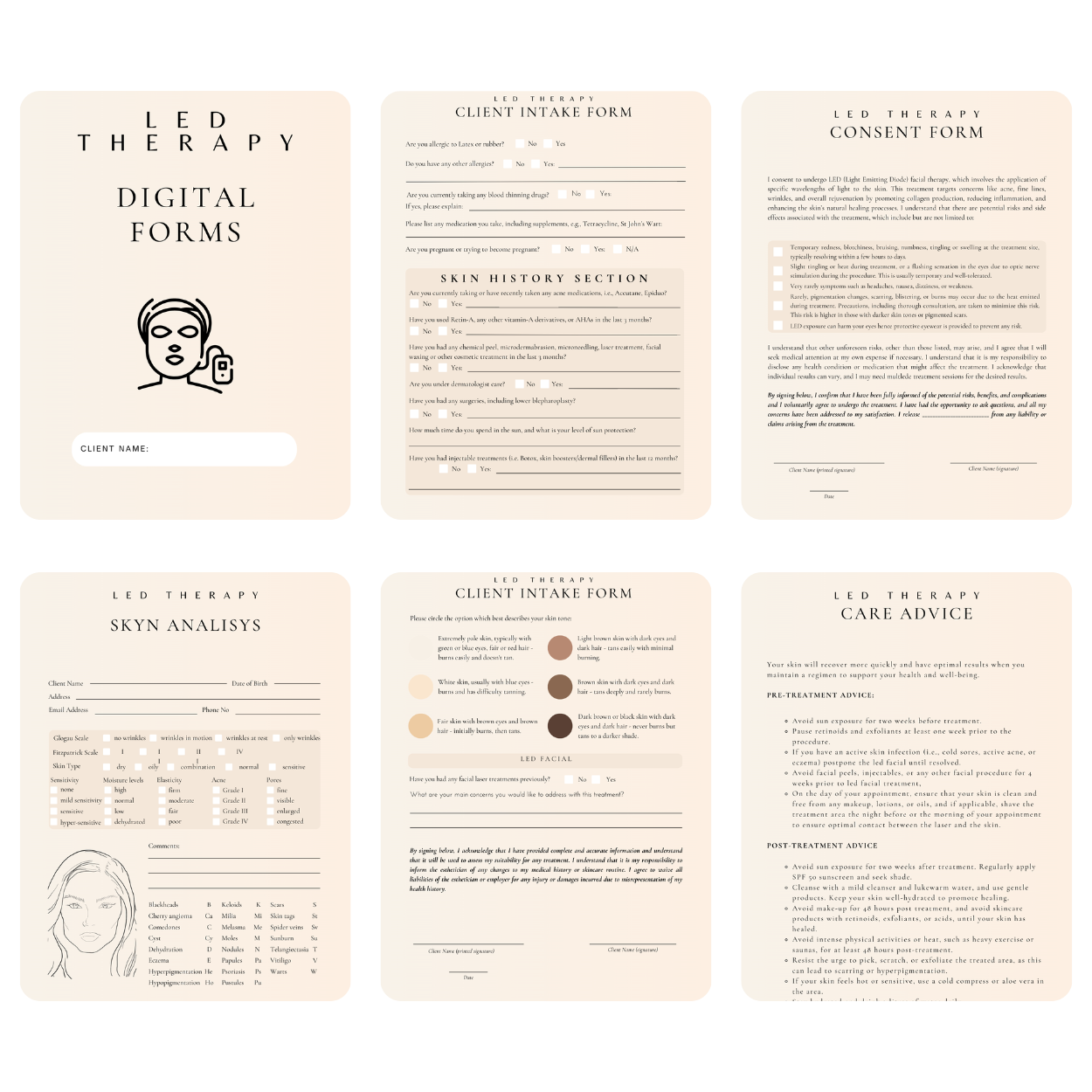 Led Therapy Digital Forms Bundle