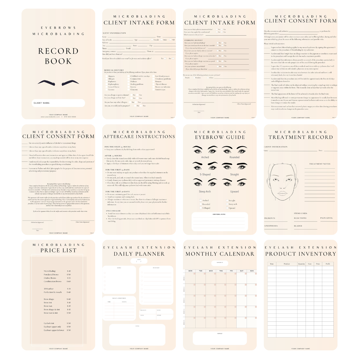 Microblading Digital Forms Bundle