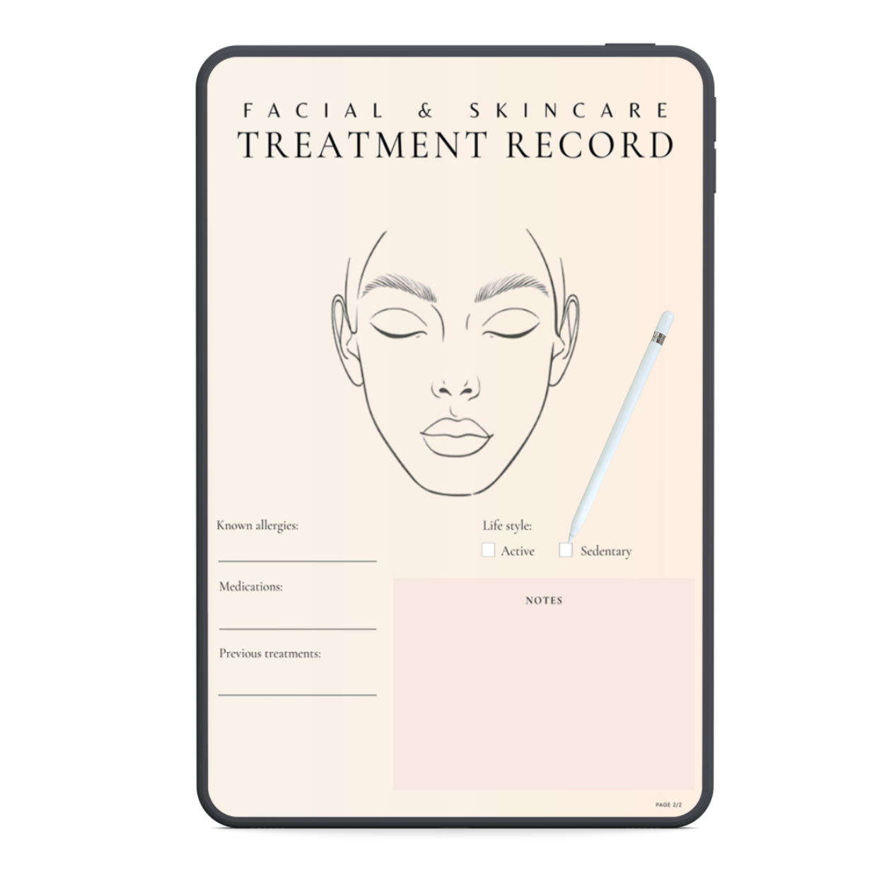 Libro de registro de cuidado facial y de la piel